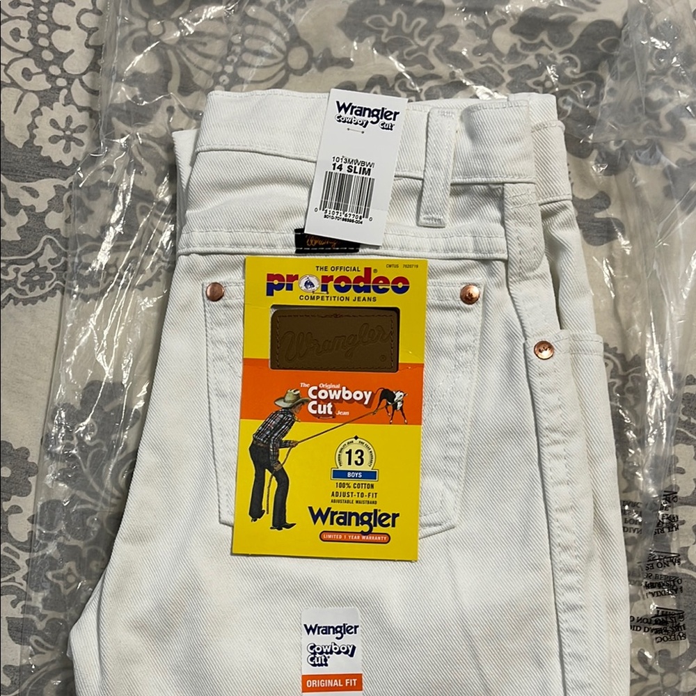 Wrangler Kids White Cowboy Cut Jeans